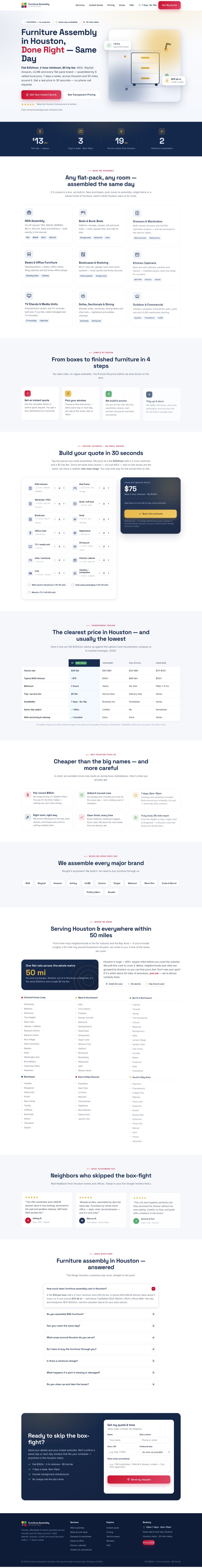 Furniture Assembly Houston — full page design