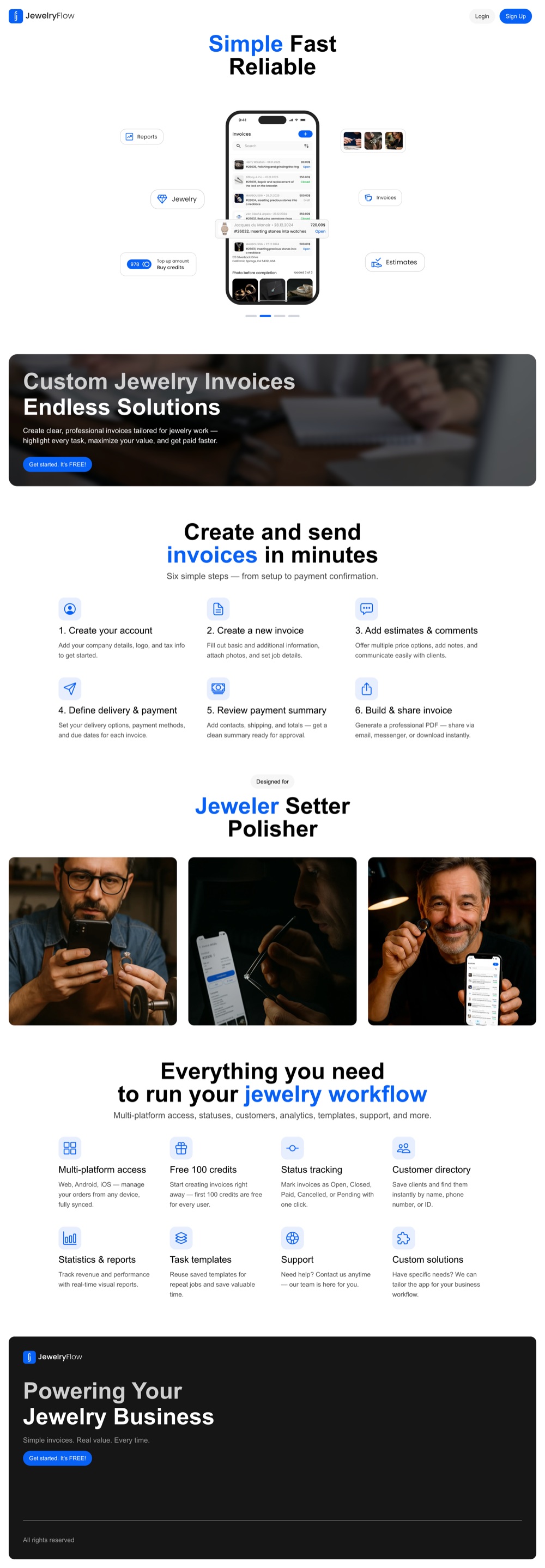 JewelryFlow — full page design