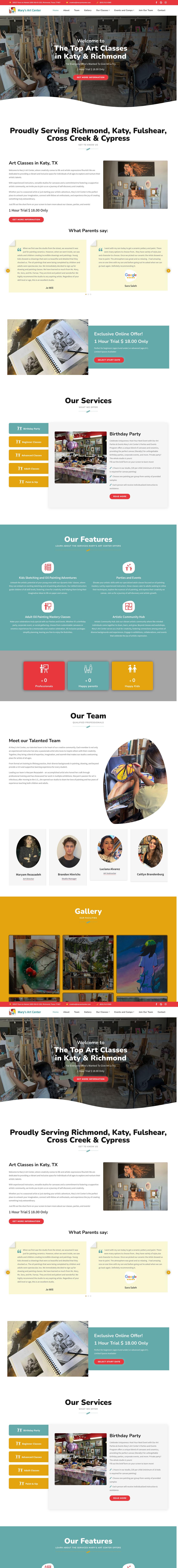 Mary’s Art Center — full page design