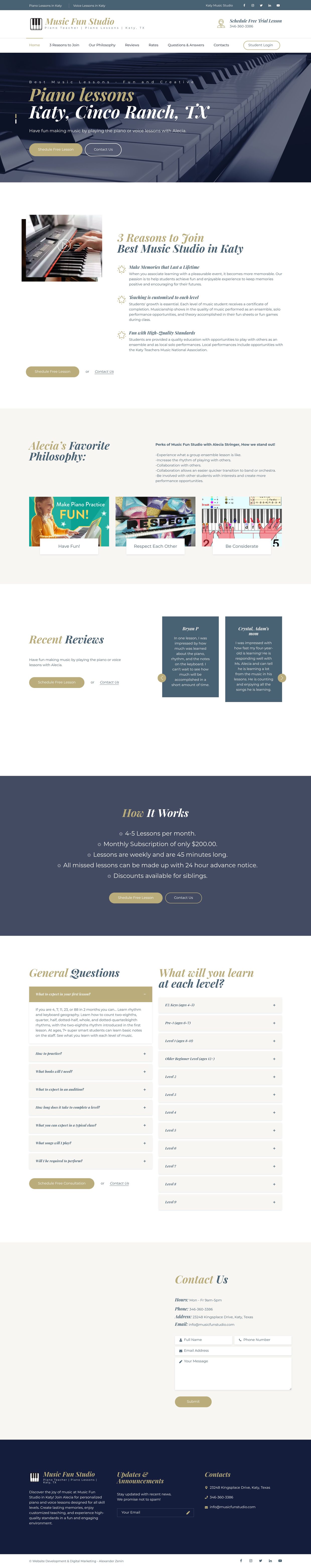 Music Fun Studio — full page design