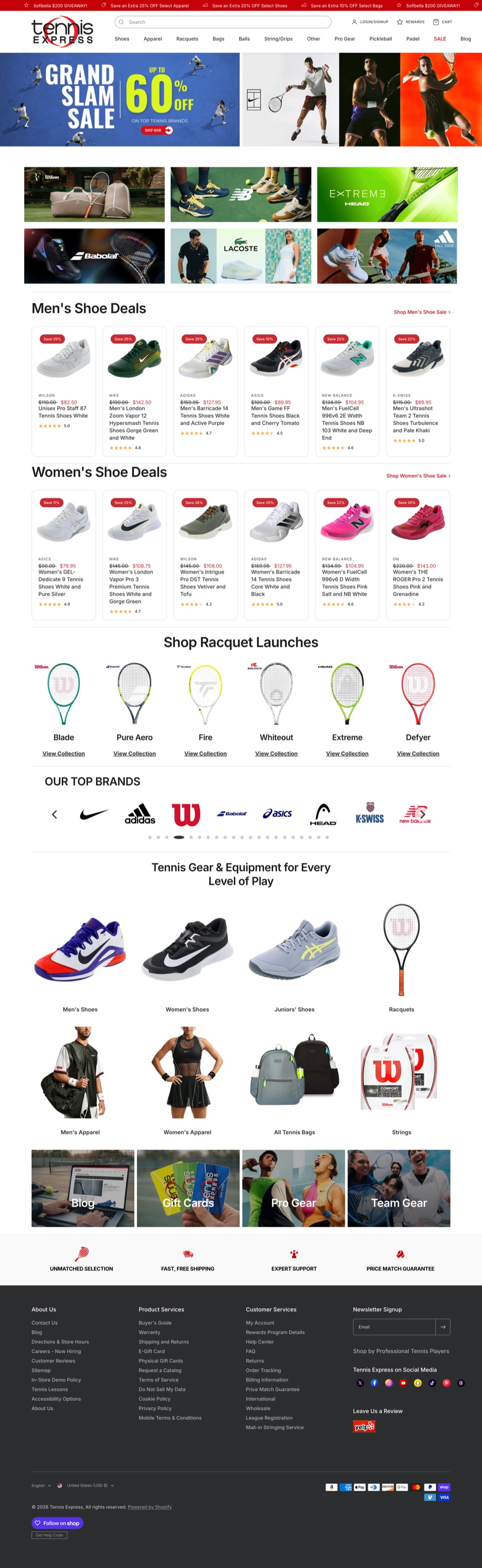Tennis Express — full page design